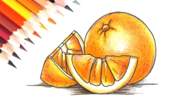 Как нарисовать апельсин карандашами