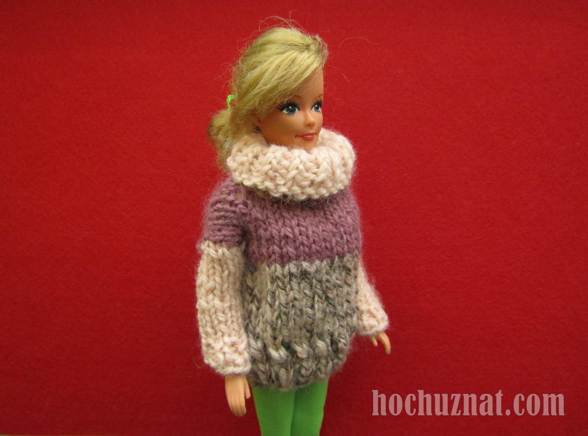 свитер для куклы Барби спицами