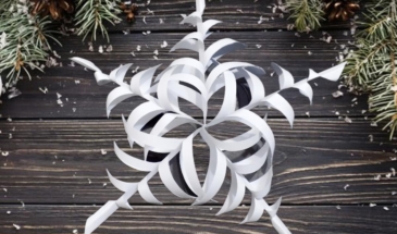 Объемная ажурная снежинка из бумаги А4 на Новый год